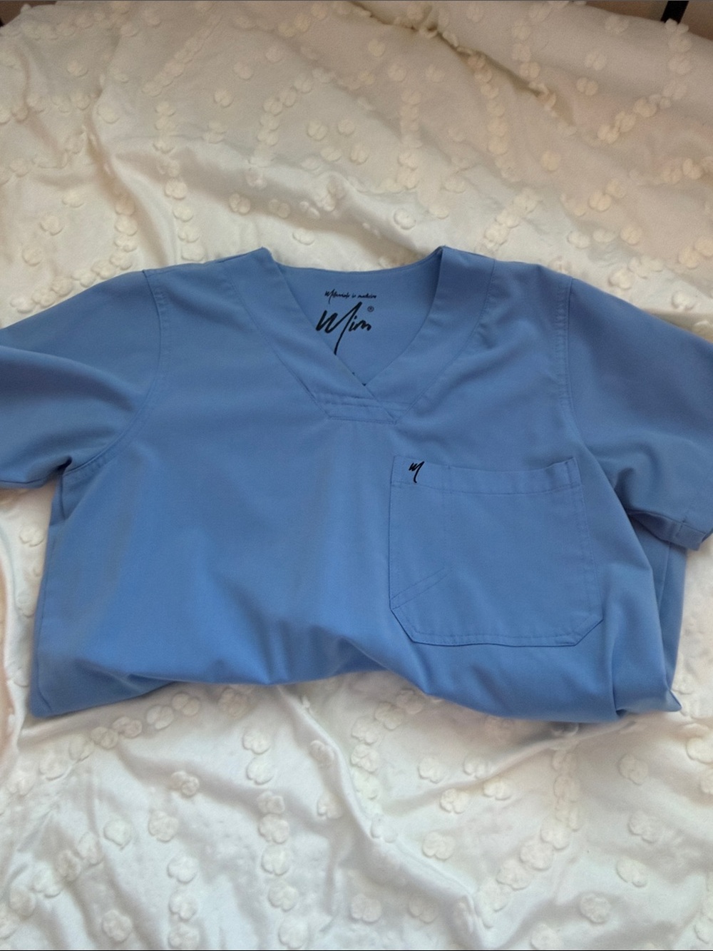 MIM brand scrub set. Top XXS bottoms XS